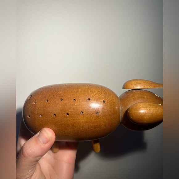 Vintage Mcm Teak? wooden pig toothpick orderve holder Japan Kitschy - Picture 3 of 12